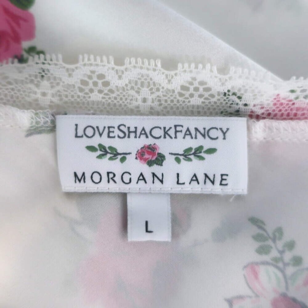 LoveShackFancy x Morgan Lane Stella Slip Dress White Floral Satin Size Large - Picture 7 of 9